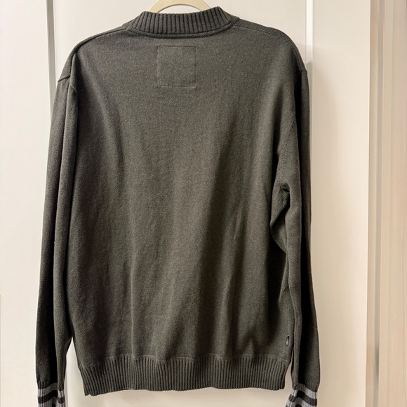 LINKSOUL John Ashworth Mens Full Zip Sweater L Olive Green Cotton Cashmere EUC - Picture 2 of 7